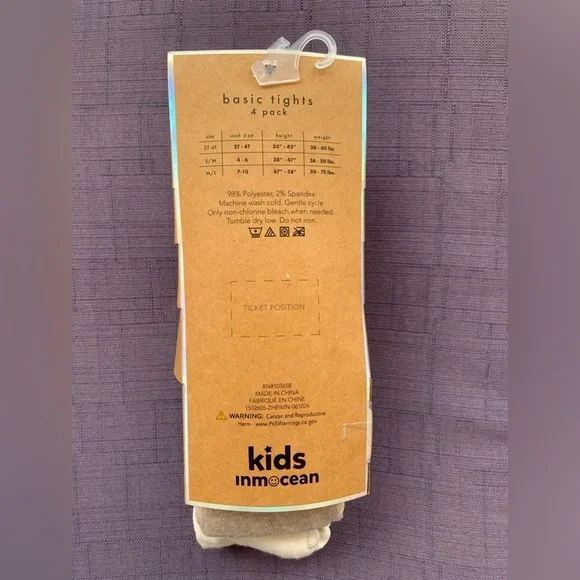 Kids Tights 4-Pack - Cream, Gray, Black - Picture 6 of 8